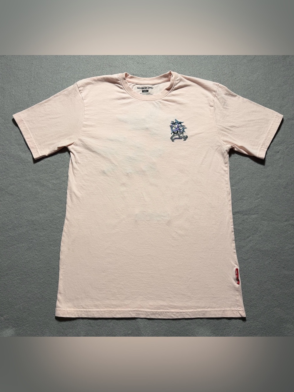 Members Only Graphic T-Shirt Men’s Large Pink Embroidered Skeleton Peace Tee